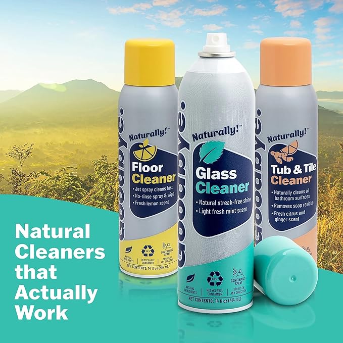 Glass Cleaner, Safe and Effective Natural Glass Cleaner, 14 oz Continuous Spray Can