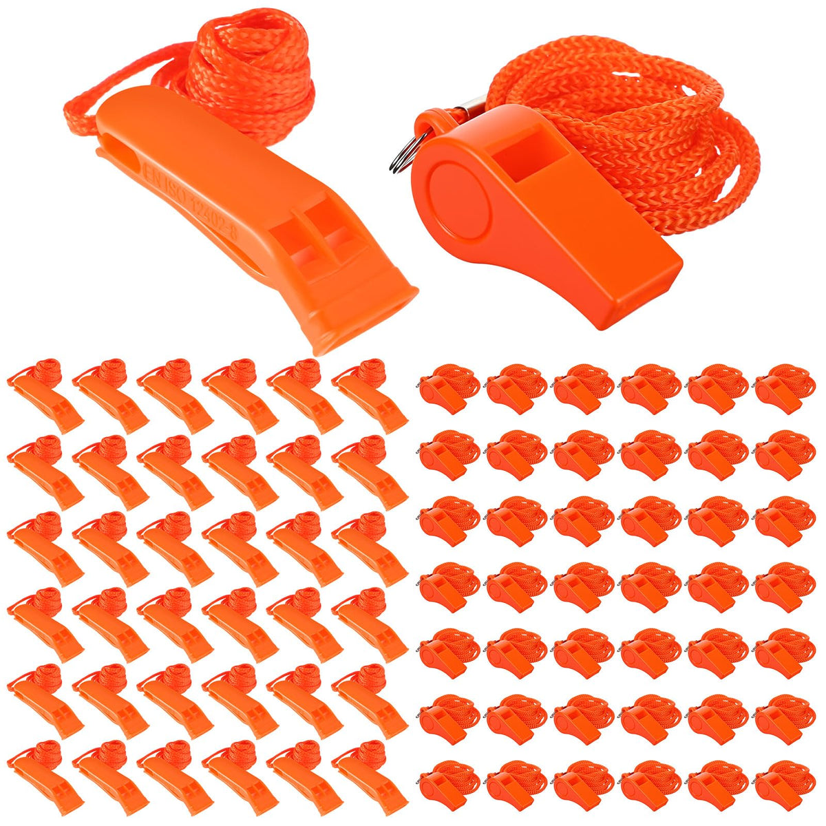 100 Pieces Emergency Whistles with Lanyard - Image 1