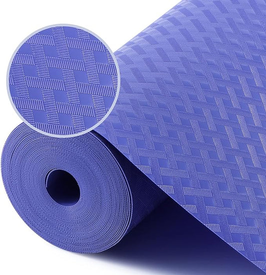 Shelf Liners for Kitchen Cabinets Refrigerator Liners Waterproof Kitchen Cupboard Liner Non Adhesive Drawer Mats EVA Material Fridge Liner for Shelves - Blue 17.5 x 393.7 Inches