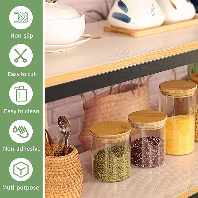 Shelf Liners 20 inch x 20 ft Kitchen Cabinets Liner Non-Stick Drawer Liners Drawer Mats EVA Protector Shelving Cupboard Lining (Clear, 20 inch x 20 ft)