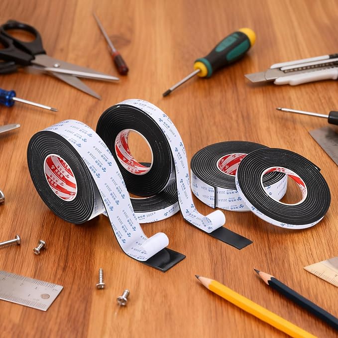 PATIKIL Sponge Rubber Foam Tape, 1 31/32" W x 1/32" t x 16.4ft l Self-Adhesive Foam Insulation Tape Weather Stripping for Window Door Soundproofing Weatherstrip AC Seal Strip, Black