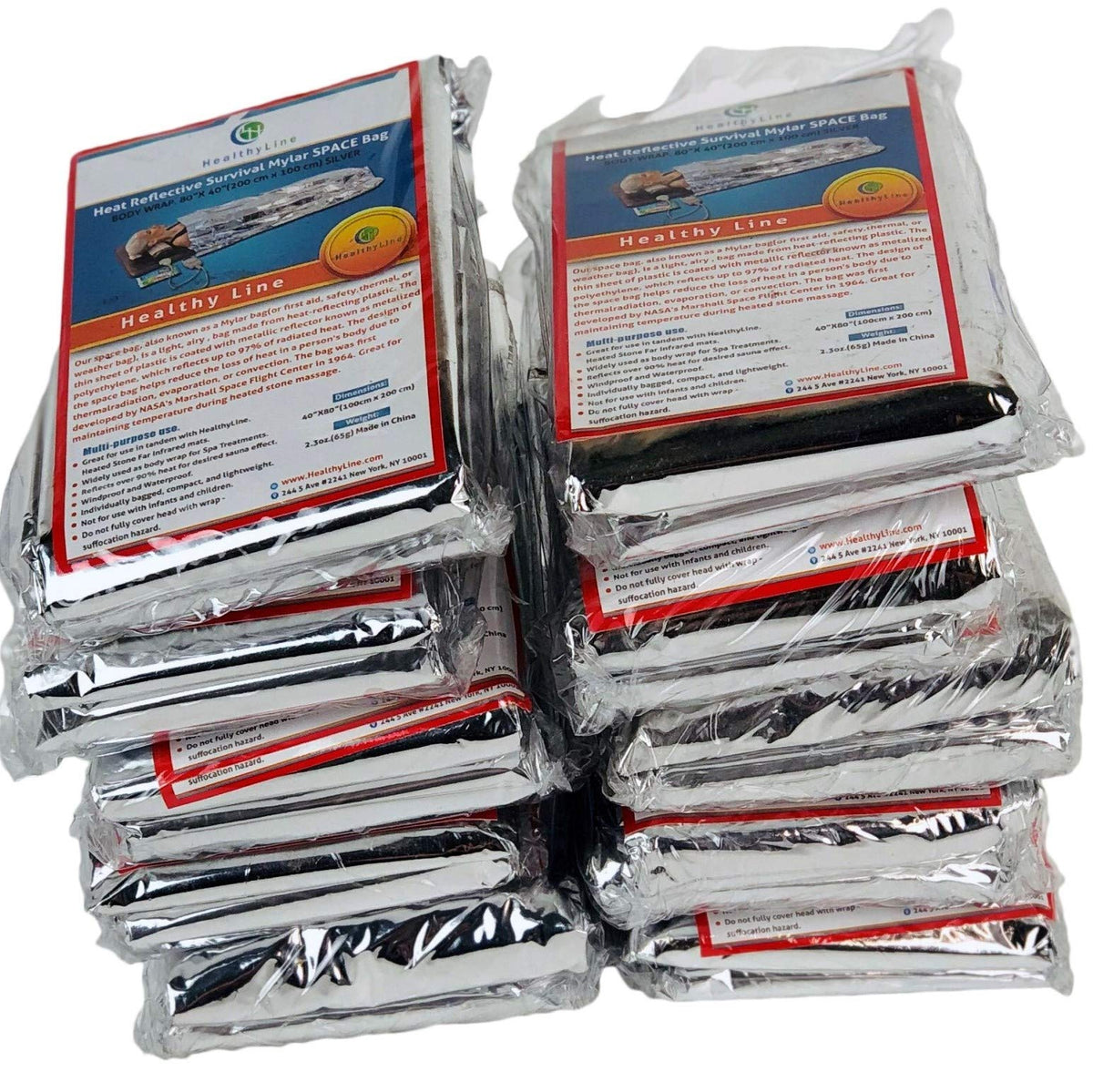 HealthyLine Emergency Mylar Thermal Sleeping Bag, 10-Pack - Image 1