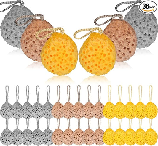 36 Pcs Bath Sponge Deep Cleansing Body Loofah Gentle and Deep Exfoliating Body Scrubber Bath Accessories Men Women Baby Sponge for Bathing Shower (Classic Color)