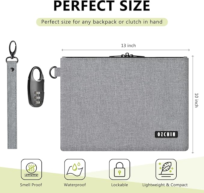 Smell Proof Bag Travel Storage Case Activated Charcoal Pouches Durable Odorless Medicine Organizer