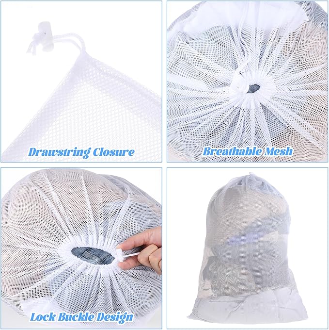 Mesh Laundry Bags, 23"x 34" Extra Large Travel Laundry Bags Heavy Duty, Washable Mesh Net Bag for Laundrys, Dorm, Hamper