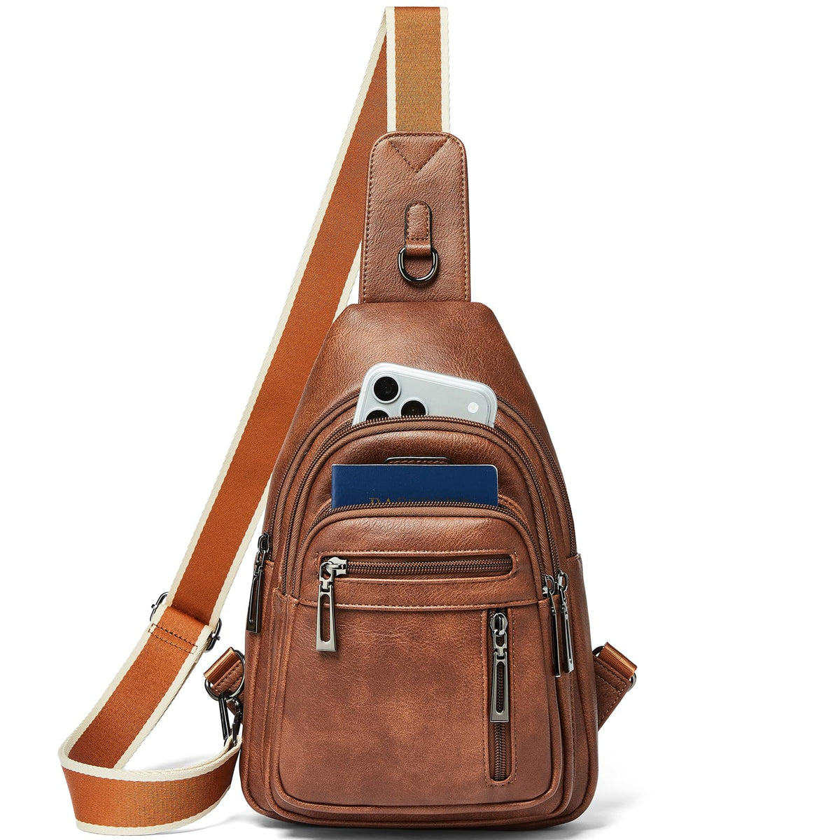 Sling Bag for Women Leather Crossbody Bags for Women Travel Brown - Image 1
