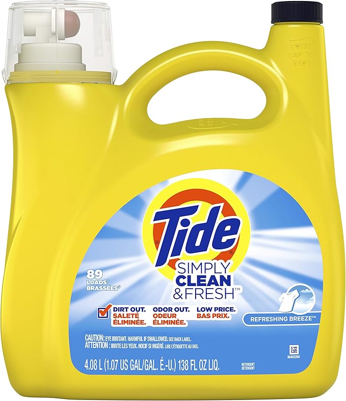 Tide Simply Clean & Fresh Liquid Laundry Detergent, Refreshing Breeze, 138 fl oz (4.08 L)