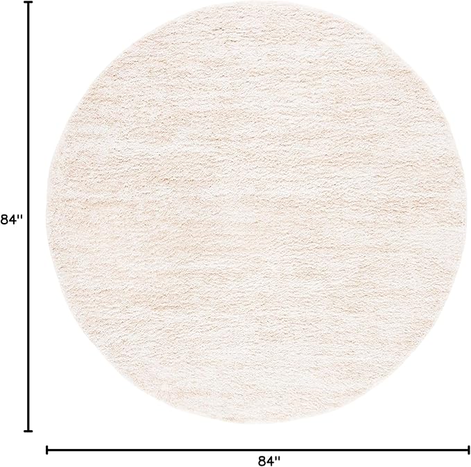 SAFAVIEH Berber Shag Collection Area Rug - 7' Round, Ivory & Beige, 1.2-inch Thick Ideal for High Traffic Areas in Living Room, Bedroom (BER563A)