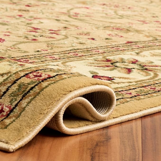 SAFAVIEH Lyndhurst Collection Area Rug - 5'3" Square, Beige & Ivory, Traditional Oriental Design, Non-Shedding & Easy Care, Ideal for High Traffic Areas in Living Room, Bedroom (LNH212D)