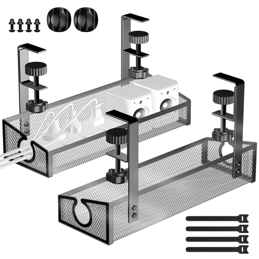 Under Desk Cable Management Tray Black, No Drill Desk | Hand Tools - Image 1