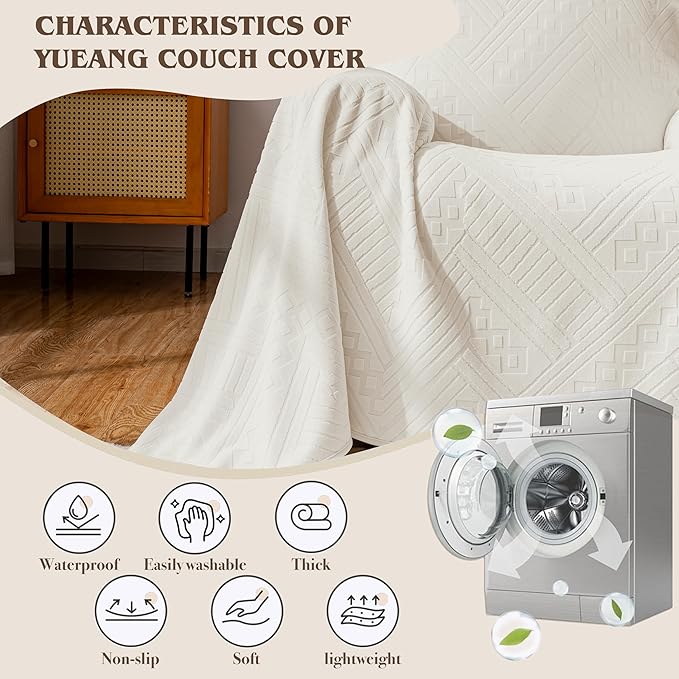 Waterproof Recliner Chair Covers, Anti-Slip Reclining Chair Covers, Pet-Friendly, Washable, Durable and Breathable Couch Covers – Reversible Design for Sofa Protection (71x71in/Beige)