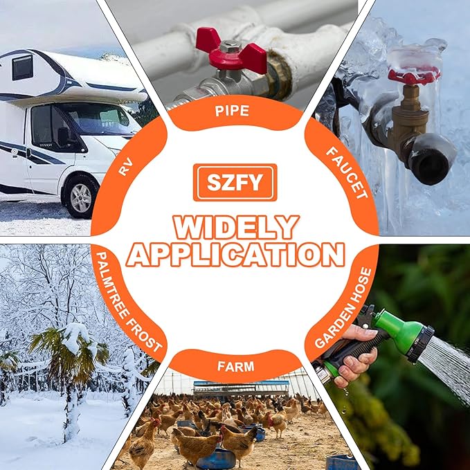 120FT Heat Tape for Water Pipes, -40°F Deicing Cable,Pipe Heating Cables for Roof,Gutter，Farm，Freeze Protetion Heat Trace Cable, Heated Water Hose,Plumbing Fixtures,120V 5W/FT