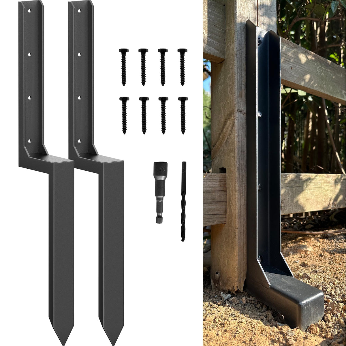 IRONBABE 33.62" Fence Post Repair Kit, Fix Leaning 4x4/6x6 - Image 1