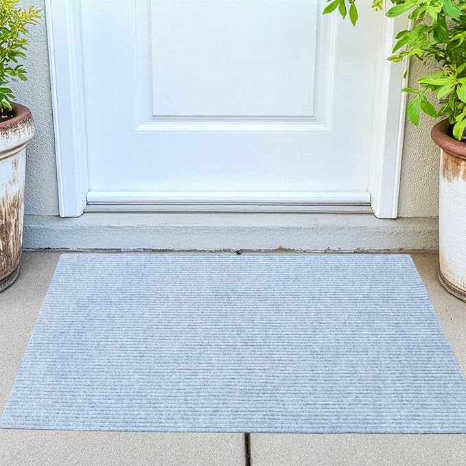 iCustomRug Ribbed Entryway Door Mat – 3'x9' Grey, Indoor/Outdoor, Non-Slip TPR Rubber Backing, Low-Profile All-Weather Carpet, Non-Shedding & Easy Care, Utility Rug Ideal for High Traffic Areas