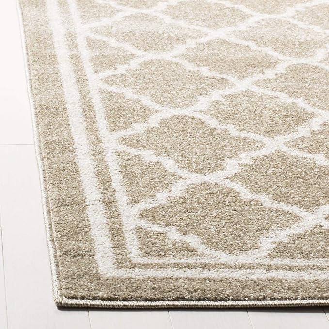 SAFAVIEH Amherst Collection Runner Rug - 2'3" x 15', Wheat & Beige, Moroccan Trellis Design, Non-Shedding & Easy Care, Ideal for High Traffic Areas in Living Room, Bedroom (AMT422S)