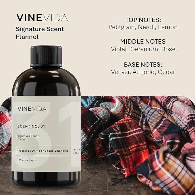 VINEVIDA [4oz] Flannel Fragrance Oil for Candle Making and Soap Making - Premium Candle Scents for Soy Candles