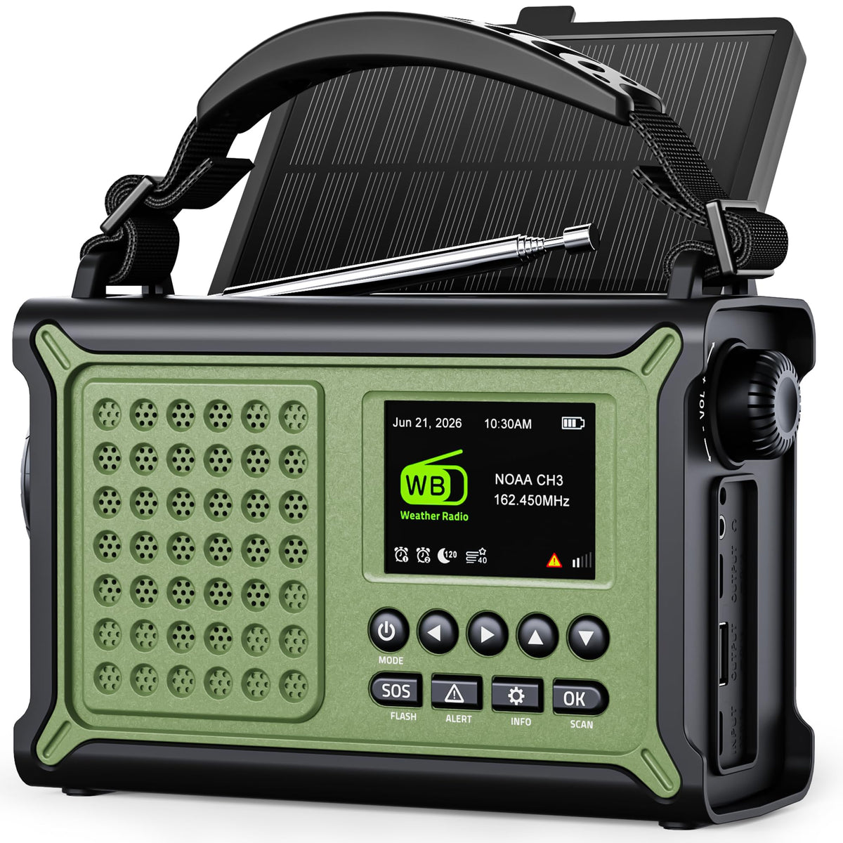 S.A.M.E. NOAA Weather Radio with 12000mAh Battery & 2.4" Color - Image 1