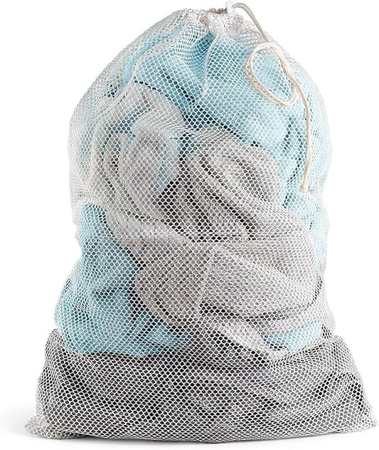 Extra Large Mesh Laundry Bag Heavy Duty Mesh Wash Bag with Drawstring Closure for College, Dorm, Travel, Family and Apartment Dwellers, 27 x 36 Inches, White