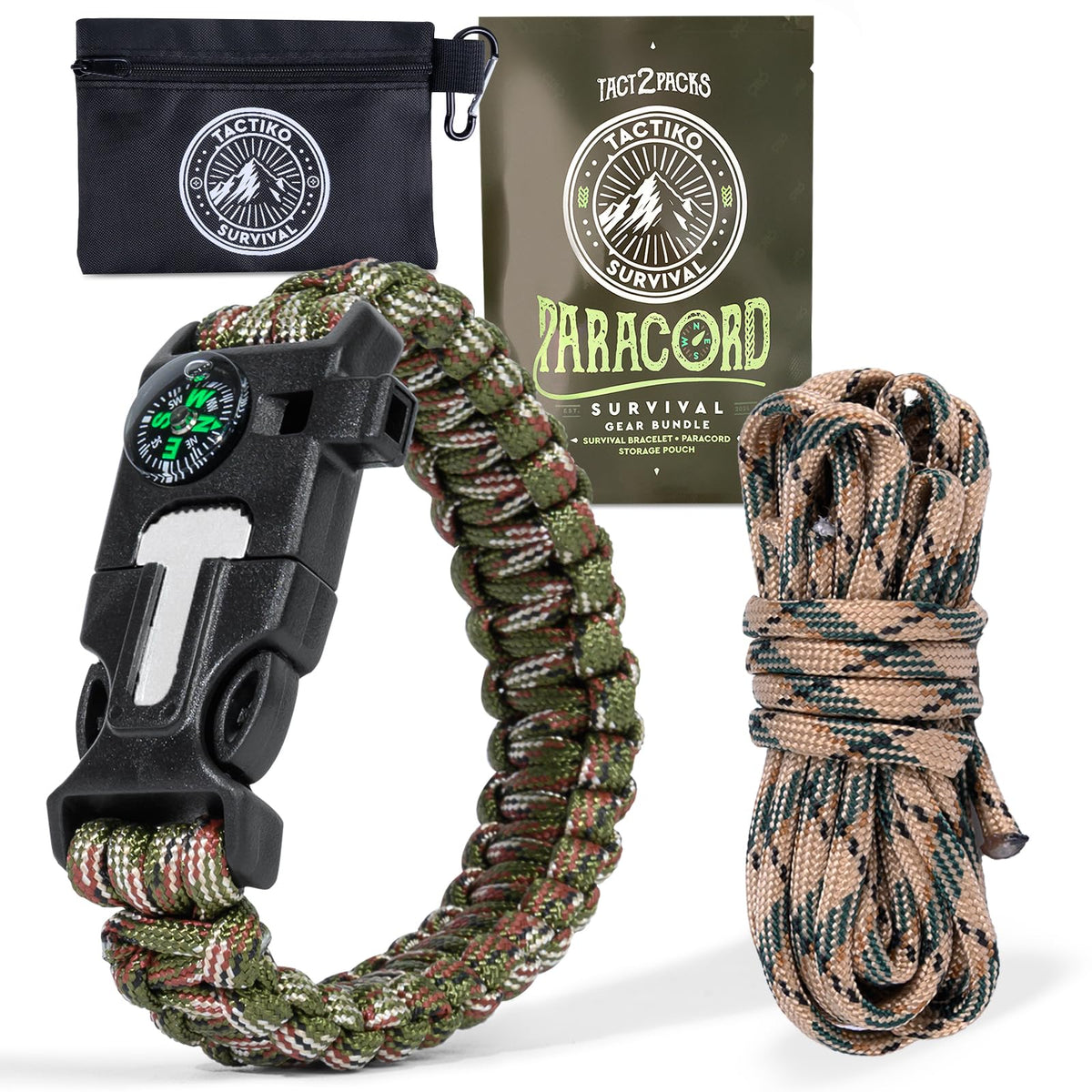 Tactiko Tactical Bracelet & 10' Paracord | Compass, Mini - Image 1