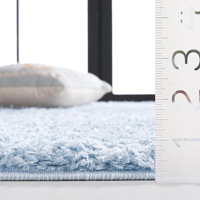 SAFAVIEH Lindsay Shag Collection Area Rug - 9' x 12', Aqua, Contemporary Design, Ideal for High Traffic Areas in Living Room, Bedroom & Dining Room (LNS560J-9)