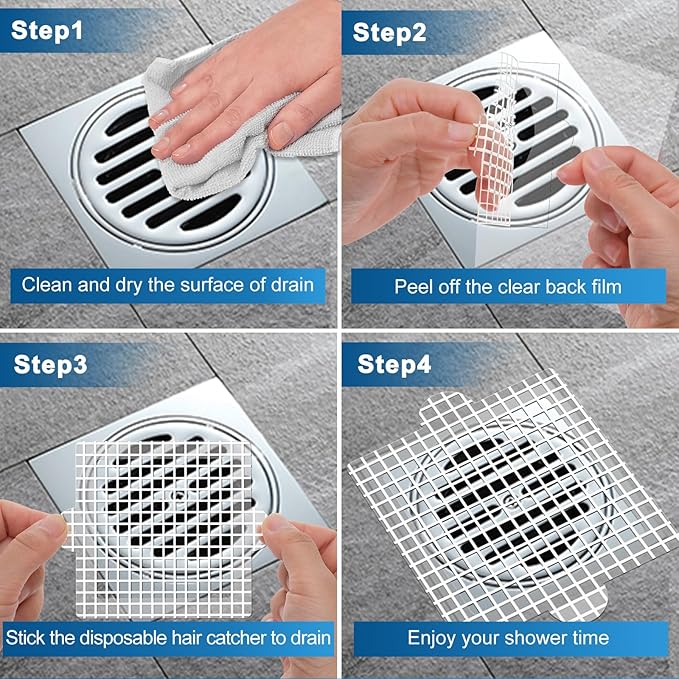 Disposable Shower Drain Hair Catcher, Shower Drain Cover Mesh Stickers, 25 Pack (4.1 Inch)