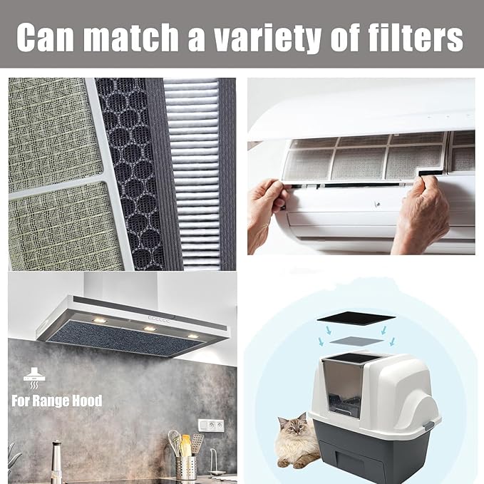 48 x 16 Inch Cut-to-Fit Activated Carbon Fabric Filter Sheet Charcoal Air Vent Filters Pad Black Range Hood Hepa AC Replacement Fabric Filter Sheet (1PCS, 48 x 16 x 0.125IN)