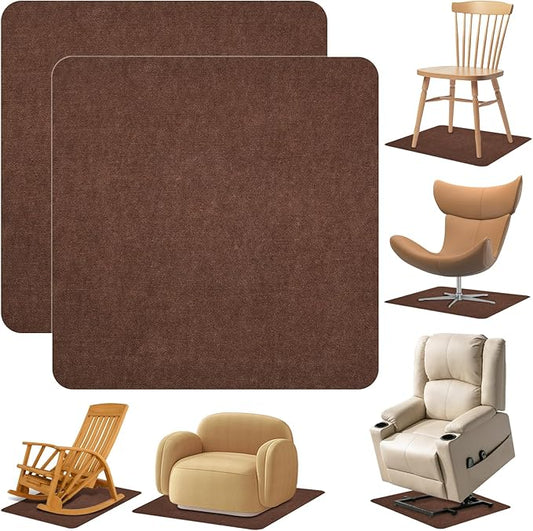 Recliner Pads for Hardwood Floors Non Skid, 35"x35" Furniture Pads Floor Mats for Carpet, Anti Slide Office Chair Mat for Floor Protector, Chairs Recliner Rug Non Slip Recliner Grippers (2 Pack-Brown