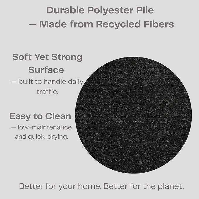 iCustomRug Ribbed Entryway Door Mat – 3'x6' Black, Indoor/Outdoor, Non-Slip TPR Rubber Backing, Low-Profile All-Weather Carpet, Non-Shedding & Easy Care, Utility Rug Ideal for High Traffic Areas