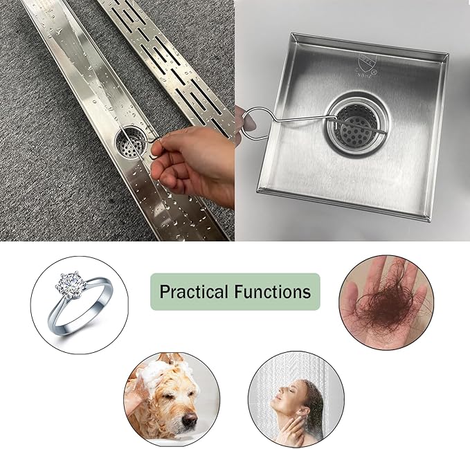 Neodrain Shower Drain Hair Catcher Hair and Debris Strainer only for Neodrain Shower Drains,Hair Trap, Hair Filter with Lifting Hook Key