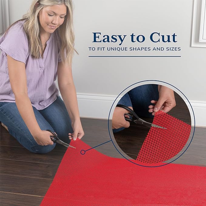 Veken 3x5 Ft Rug Pad Gripper for Hardwood Floors, Non Slip Red Rug Pads for Area Rugs, Thick Rug Grippers for Tile Floors, Under Carpet Anti Skid Mat, Keep Your Rugs Safe and in Place