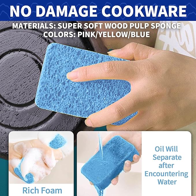 CELOX 24 Pack Durable Kitchen Sponges and Dish Soap Brush with Soap Dispenser for Dishes, Pans, Sink, Pots