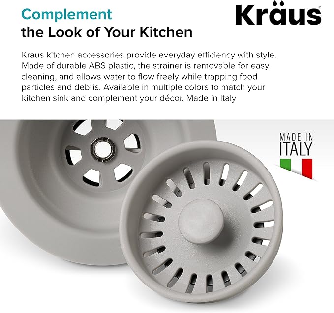 Kraus Kitchen Sink Strainer for 3.5-Inch Drain Openings in Grey, PST1-GR