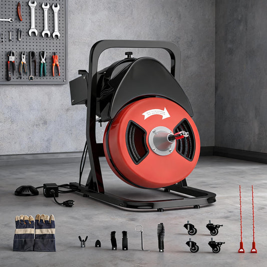 50FT x 1/2" Heavy Duty Electric Drain Snake Auger, 450W - Image 1