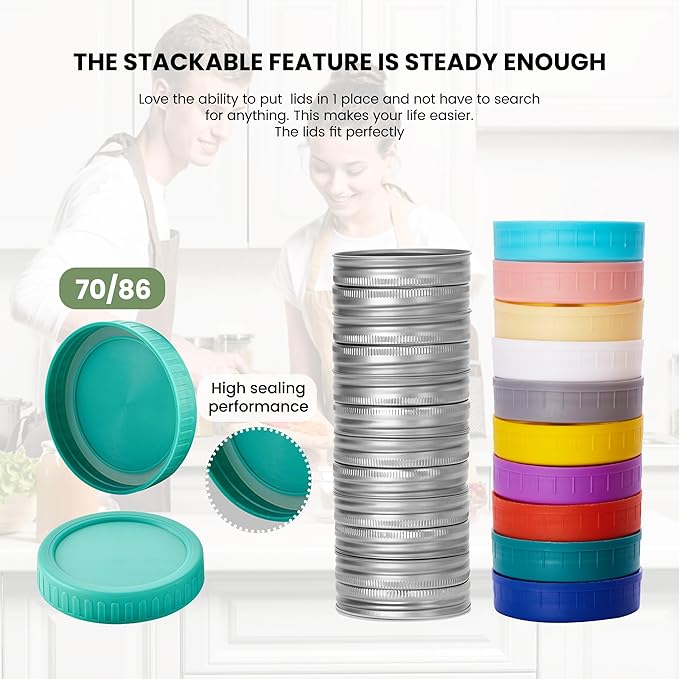 Mason Jar Lid Organizer (2pcs), Mason Jar Lid Storage Made of Bamboo, Suitable for Mason/Canning/Bamboo Lids(WIDE/REGULAR), Fit Perfectly, Stackable Steady