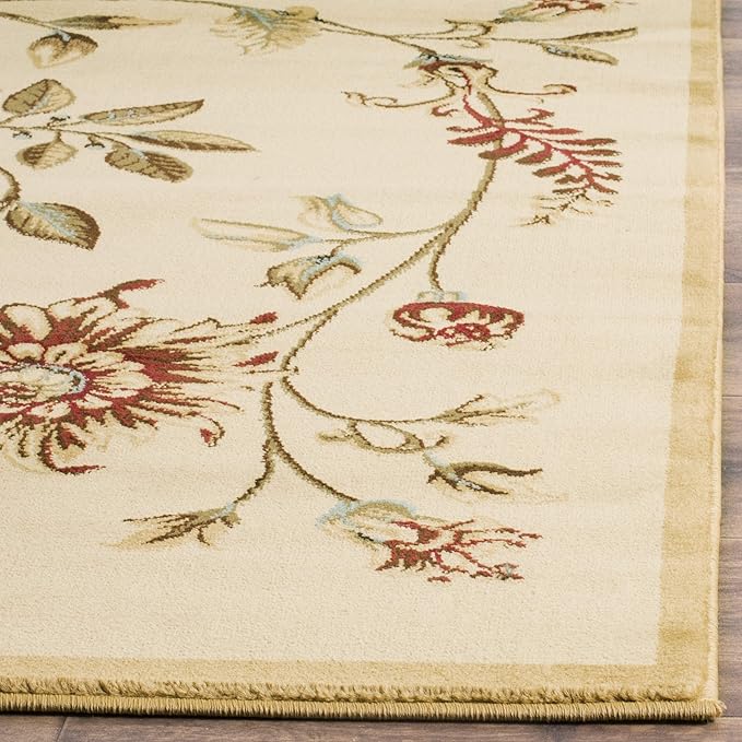 SAFAVIEH Lyndhurst Collection Runner Rug - 2'3" x 8', Ivory & Multi, Traditional Floral Design, Non-Shedding & Easy Care, Ideal for High Traffic Areas in Living Room, Bedroom (LNH552-1291)