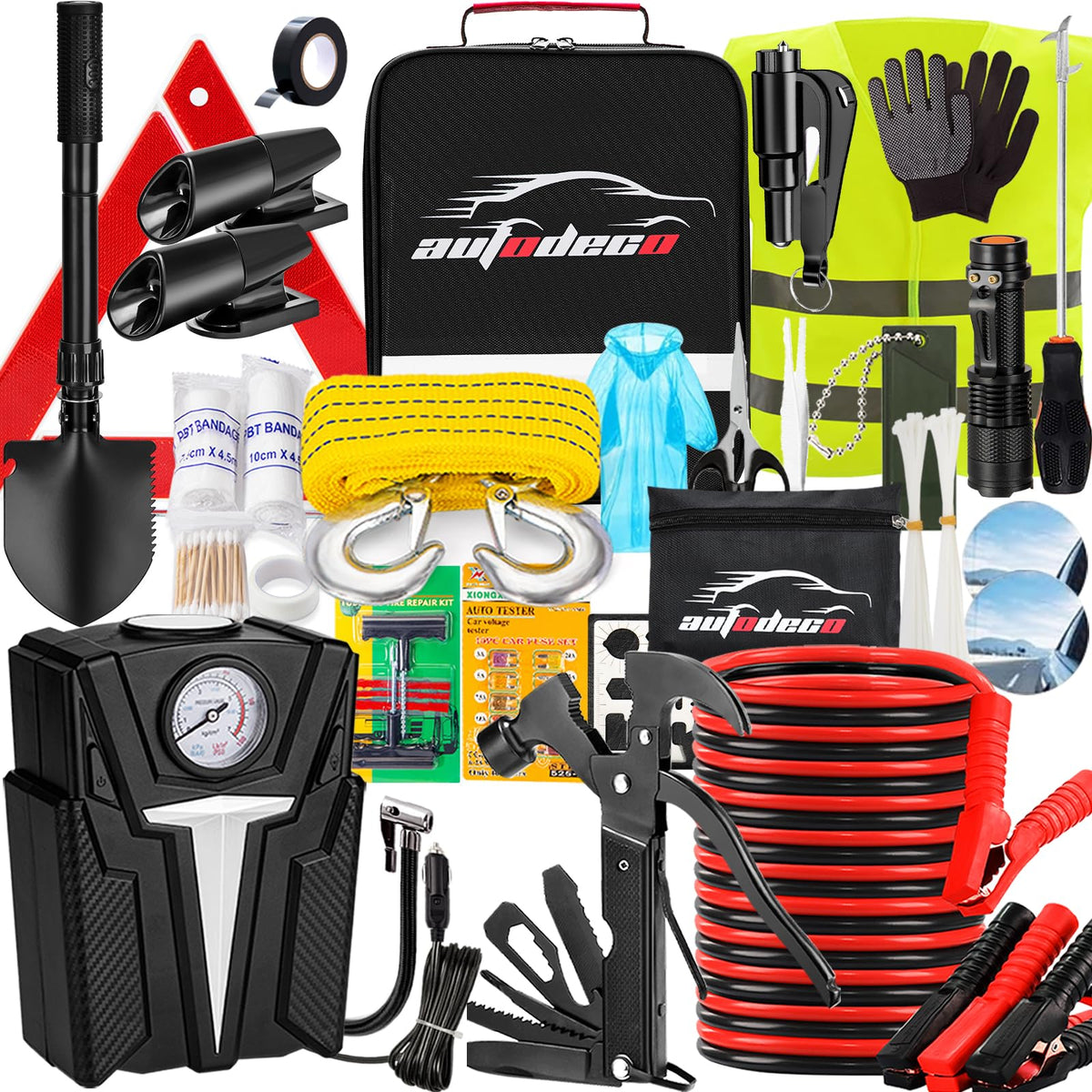 Roadside Car Emergency Kit - 136Pcs Premium Heavy Duty Car Safety - Image 1