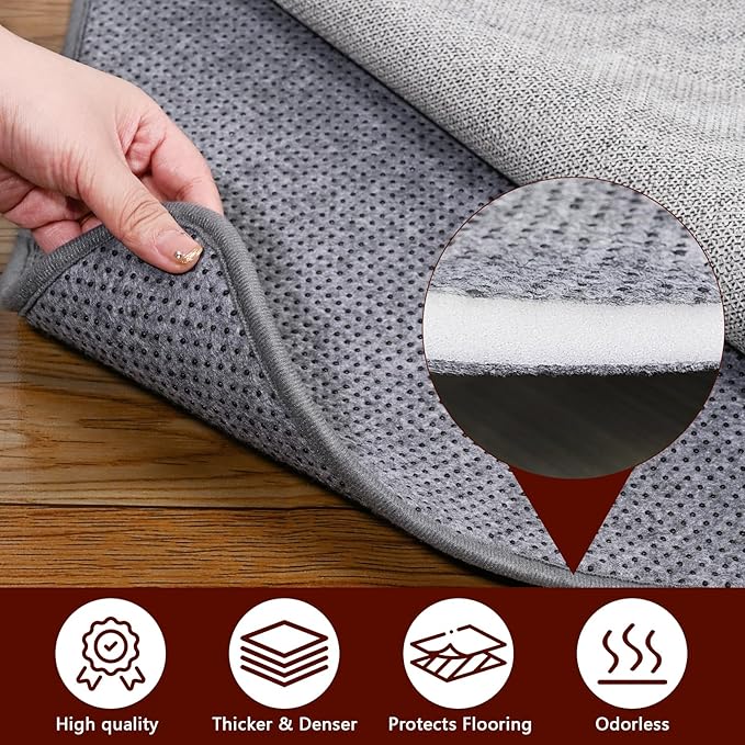 Non Slip Rug Pad Gripper, 8 x 10 Ft Extra Thick Foam Under Area Rug Carpet Pads for Any Hard Surface Floors, Keep Your Carpets Safe and in Place, Prevent Rug from Wrinkling or Buckling