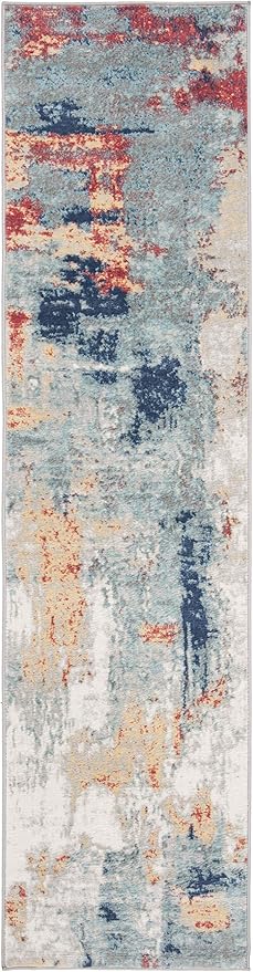 SAFAVIEH Jasper Collection Runner Rug - 2' x 12', Grey & Red, Modern Abstract Design, Non-Shedding & Easy Care, Ideal for High Traffic Areas in Living Room, Bedroom (JSP101C)