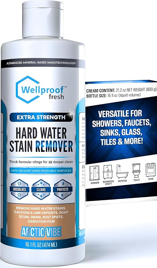 Wellproof Hard Water Stain Remover - 3X Nanotech Deep Cleaner | Eliminates Limescale, Soap Scum, Calcium, Rust At Source - No Bleach, No Chemical Fumes - Safe for Family Homes, Washable Hard Surfaces