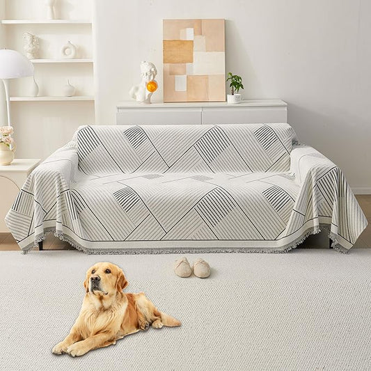 HAOMAIJIA Non Slip Couch Cover Sofa Covers for 3 Cushion Couch Washable sectional Couch Covers for Dogs pet Furniture Protector Couch Cover Blanket for Living Room (CQ-Black/Grey, 71"x134")