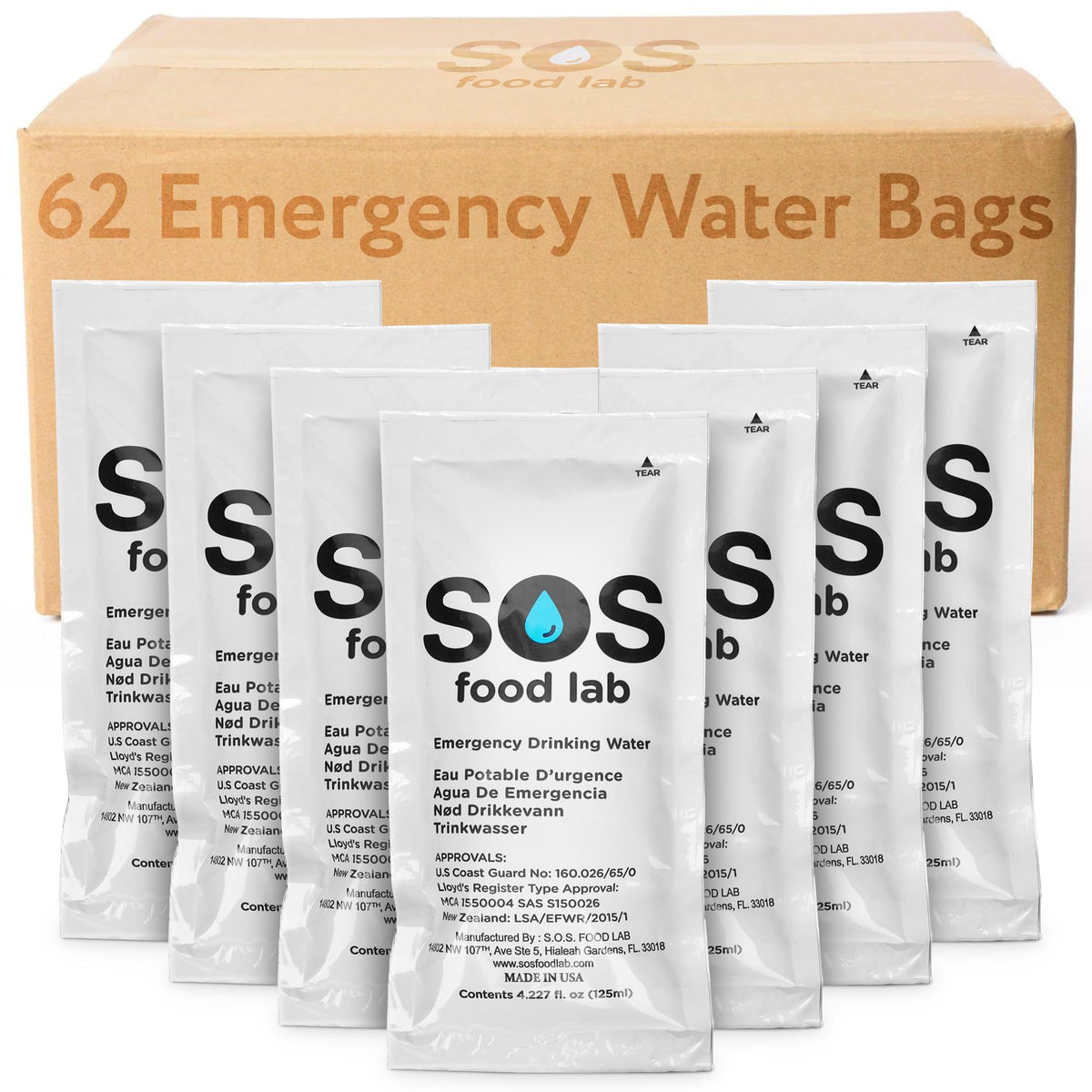 S.O.S Emergency Drinking Water – 62 Packets (4.22 oz Each) - Image 1