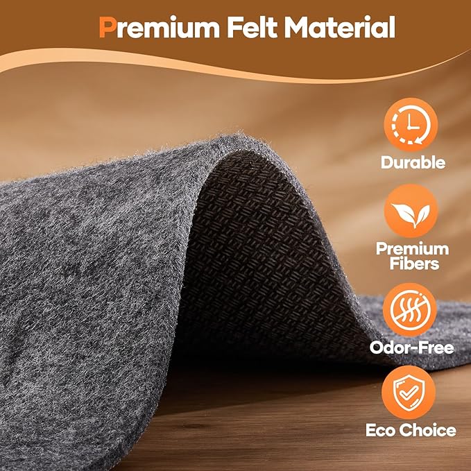 Veken Non Slip Cushioned Rug Pad Gripper 2 x 4 Ft, Felt and Silicone Backing, 1/8 inch Thick Carpet Liner for Hardwood Floors and Finishes, Under Area Rugs Anti Skid Mat, Keep Rugs Safe and in Place