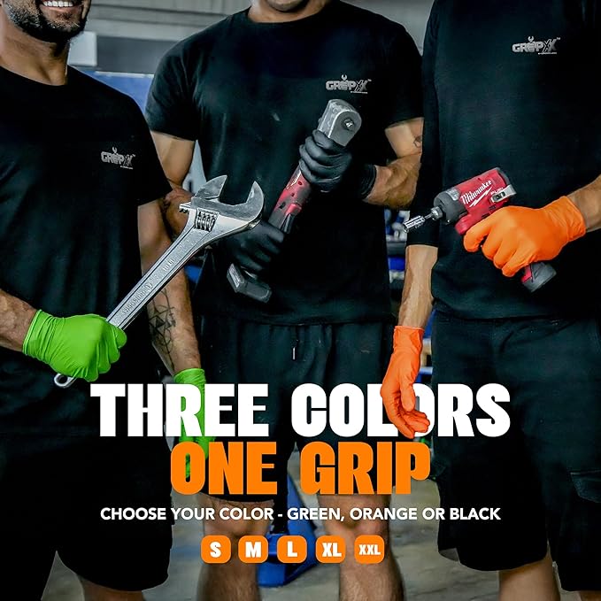 Herkules Grip Heavy Duty 8Mil Orange Nitrile Gloves,3D Raised Diamond Texture-Latex & Powder Free-Industrial, Mechanic (2, Small)