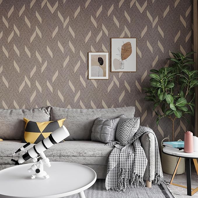 Herringbone Peel & Stick Wallpaper - Geometric Boho Contact Paper for Cabinets & Bedroom - 16''×118'' Adhesive Removable Waterproof Wallpaper for Bathroom & Laundry Room & Bedroom & Kitchen
