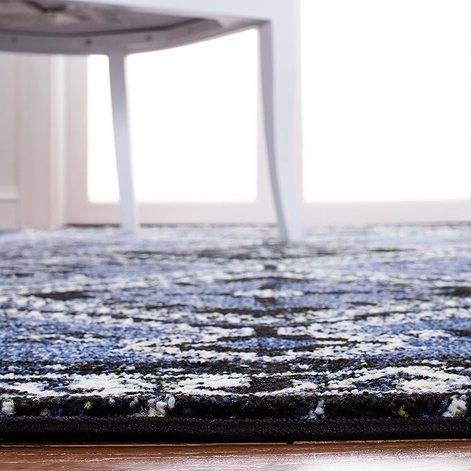 SAFAVIEH Vintage Hamadan Collection Accent Rug - 2'7" x 5', Blue & Black, Oriental Distressed Design, Non-Shedding & Easy Care, Ideal for High Traffic Areas in Entryway, Living Room, Bedroom (VTH293M)