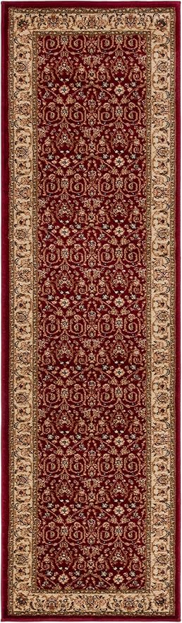 SAFAVIEH Lyndhurst Collection Runner Rug - 2'3" x 18', Red & Ivory, Traditional Oriental Design, Non-Shedding & Easy Care, Ideal for High Traffic Areas in Living Room, Bedroom (LNH312A)