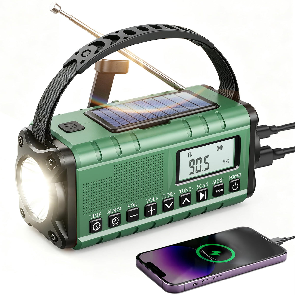 Hand Crank Emergency Radio Am Fm-10000mAh/37000mWh NOAA Weather - Image 1