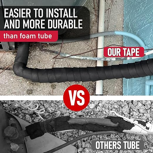 Redford Supply Co. 2 inch x 14 ft, AC Line Pipe Insulation, Outdoor Pipe Insulation Wrap for Winter Freeze Protection, Water Line Freeze Protection Foam, Insulated Wrap for Copper Pipes, PVC