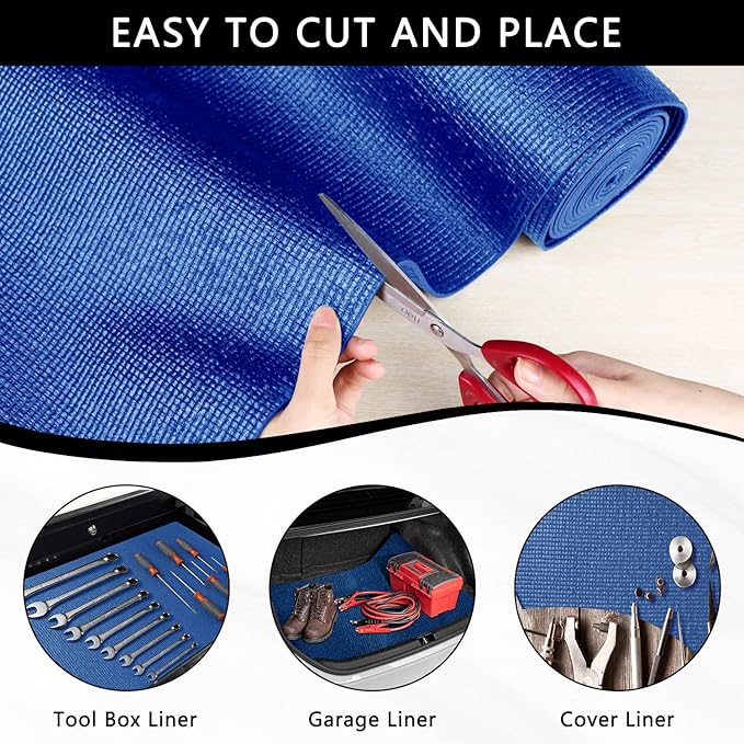 Foam Toolbox Liner Drawer Mat 1/8 Inch Thick X 24 Inch Wide X 24 Ft Long Blue, No Slip for Protecting Cabinet, Garage, Cart, Tool Box