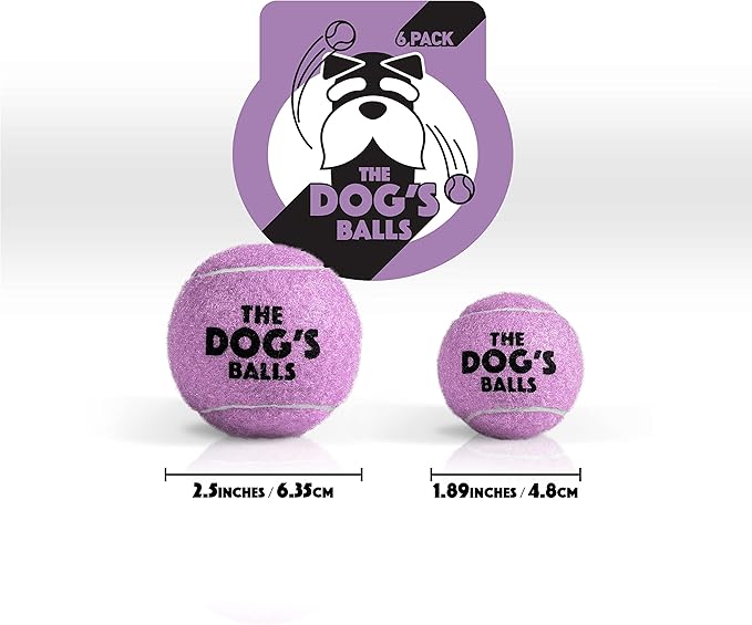The Little Dog’s Balls Dog Tennis Balls for Small Dogs & Puppies, Lilac, 6-Pack - Non-Abrasive Felt Fetch Balls, Tough Rubber Core, Float in Water